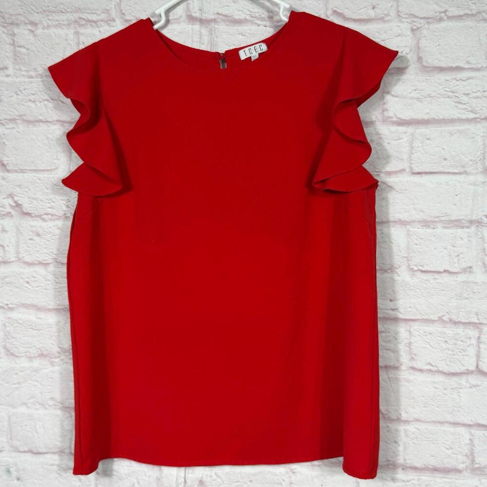 TCEC Large Red Ruffle Sleeve Blouse